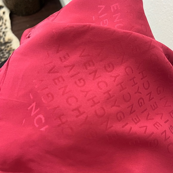 [SOLD] Givenchy Burgundy Maroon 100% Silk Scarf - Picture 7 of 8
